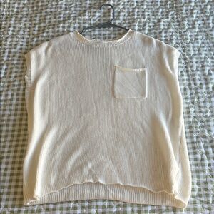 White knit tank top with pocket